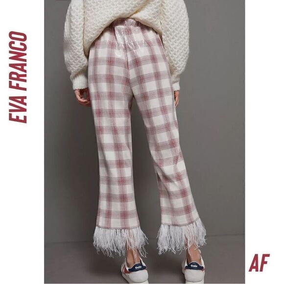 ANTHROPOLOGIE BY EVA FRANCO BRENDA FEATHERED PLAID PANTS NEW LARGE - Picture 6 of 8
